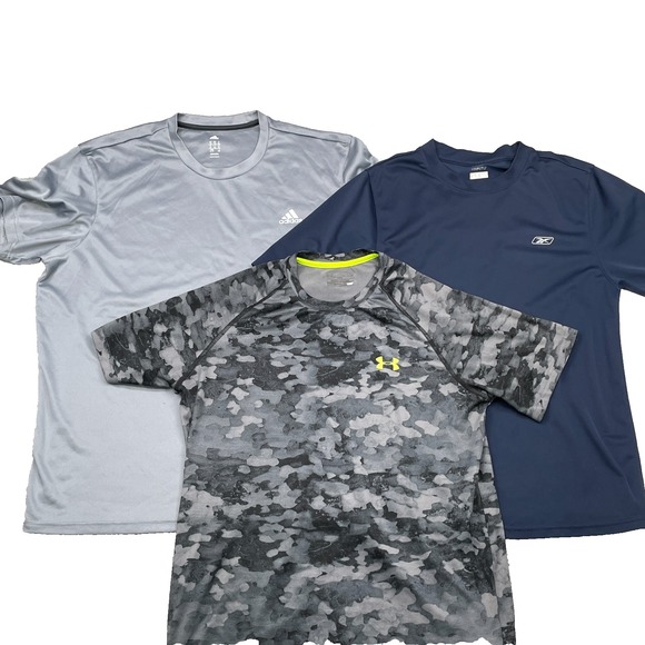 Under Armour Adidas Reebol T-Shirt Mens LOT of 3 XL Performance Trainning Sports - Picture 1 of 9